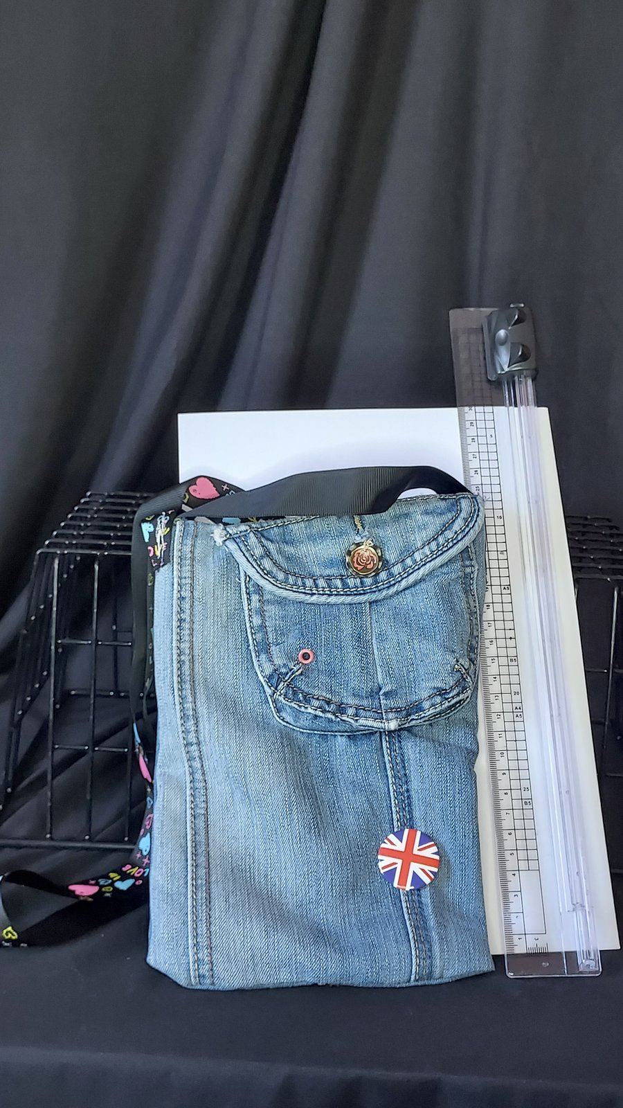 Denim upcycled festival bag 