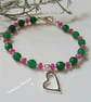 Green & Pink Faceted Quartzite Heart Bracelet - Image 1