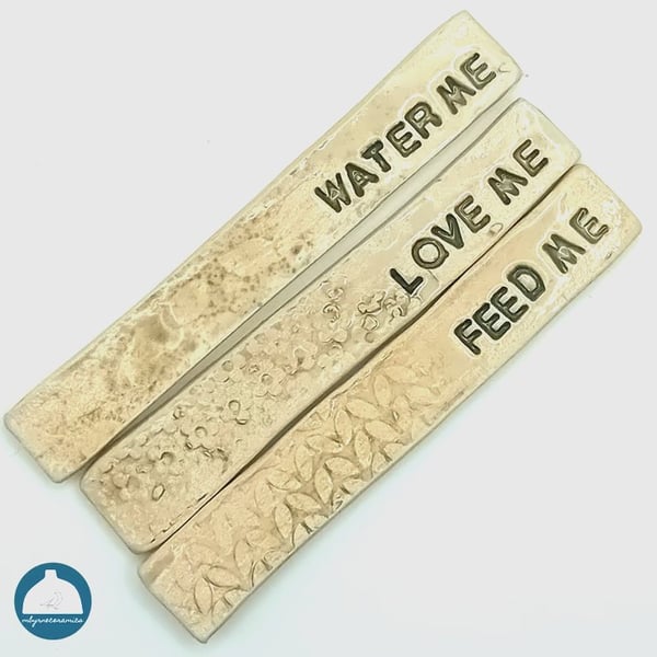 Ceramic plant labels,  set of 3