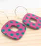 Hot pink dotty reversible earrings  - Image 1