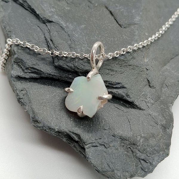 Raw Opal Necklace coober pedy  claw set necklace