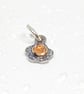 Hand Sawn Sterling Silver Daisy Pendant, with Orange Tourmaline  - Image 2