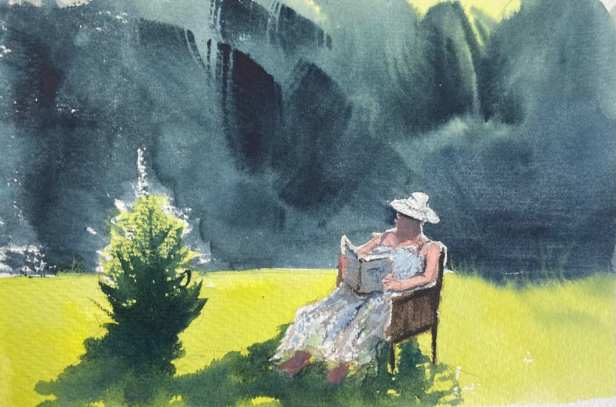 Summer reading (Pure Original Watercolour)