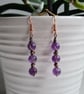 Handmade Natural Amethyst & Copper Dangle Drop Earrings Gift Crystal Jewellery - Image 8