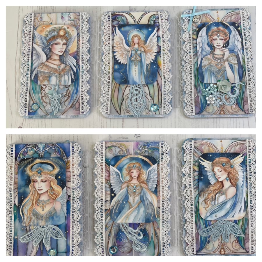 Ephemera - Tag Flip Booklet - Blue Angel by Carolee Crafts PB8 - 0016