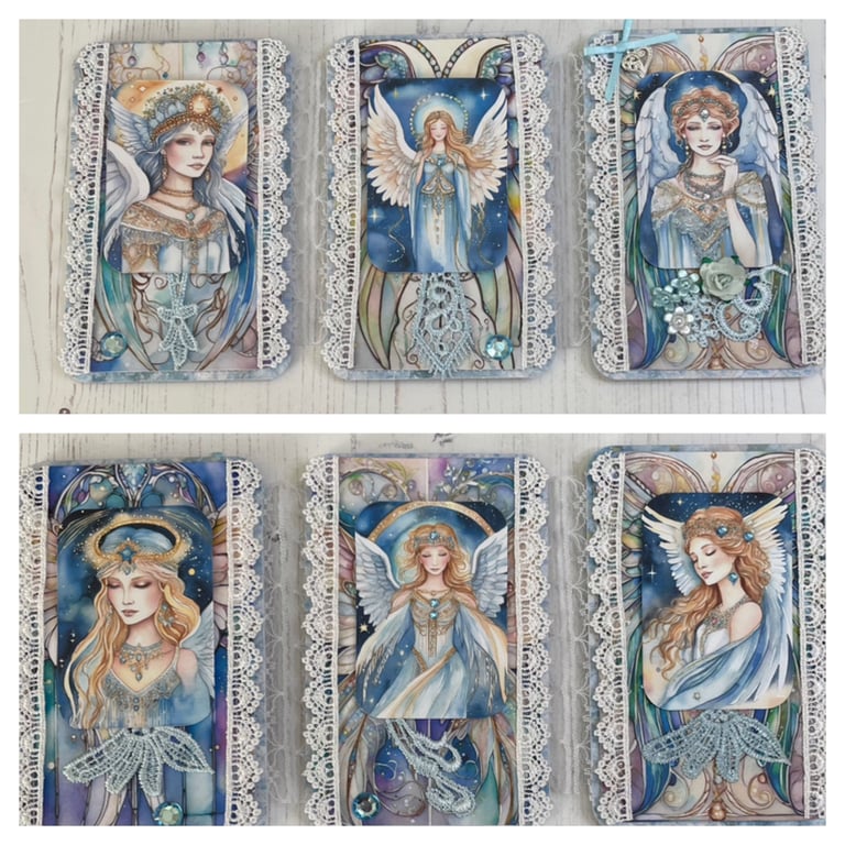 Ephemera - Tag Flip Booklet - Blue Angel by Carolee Crafts PB8 - 0016