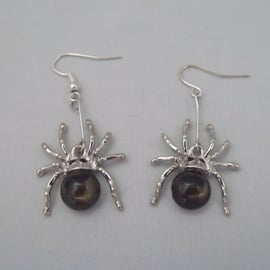 Silver Spider Earrings