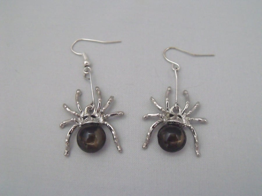Silver Spider Earrings
