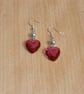 Red heart earrings with glass bead - Image 4