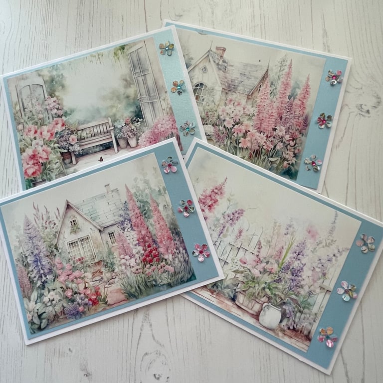 Greeting Cards, Enchanted Garden - Blank, Set of 4. by Carolee Crafts - C144