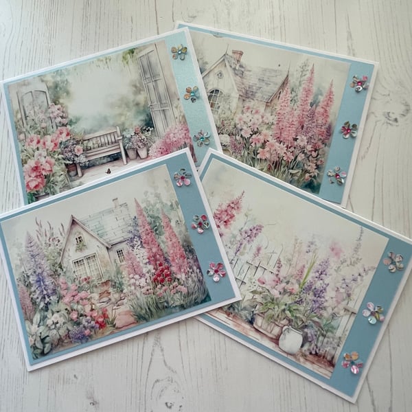 Greeting Cards, Enchanted Garden - Blank, Set of 4. C - 144 (3)