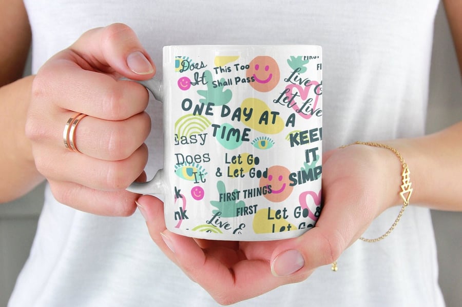 Sober Affirmations Mug Sobriety gift, AA Gifts Sober Anniversary Gift for women