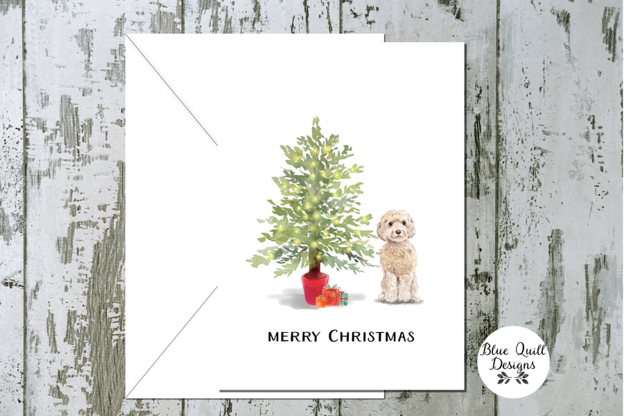 Golden Cockapoo Folded Christmas Cards - pack of 6 - personalised