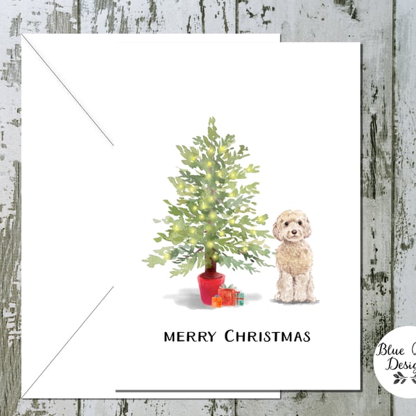 Golden Cockapoo Folded Christmas Cards - pack of 6 - personalised