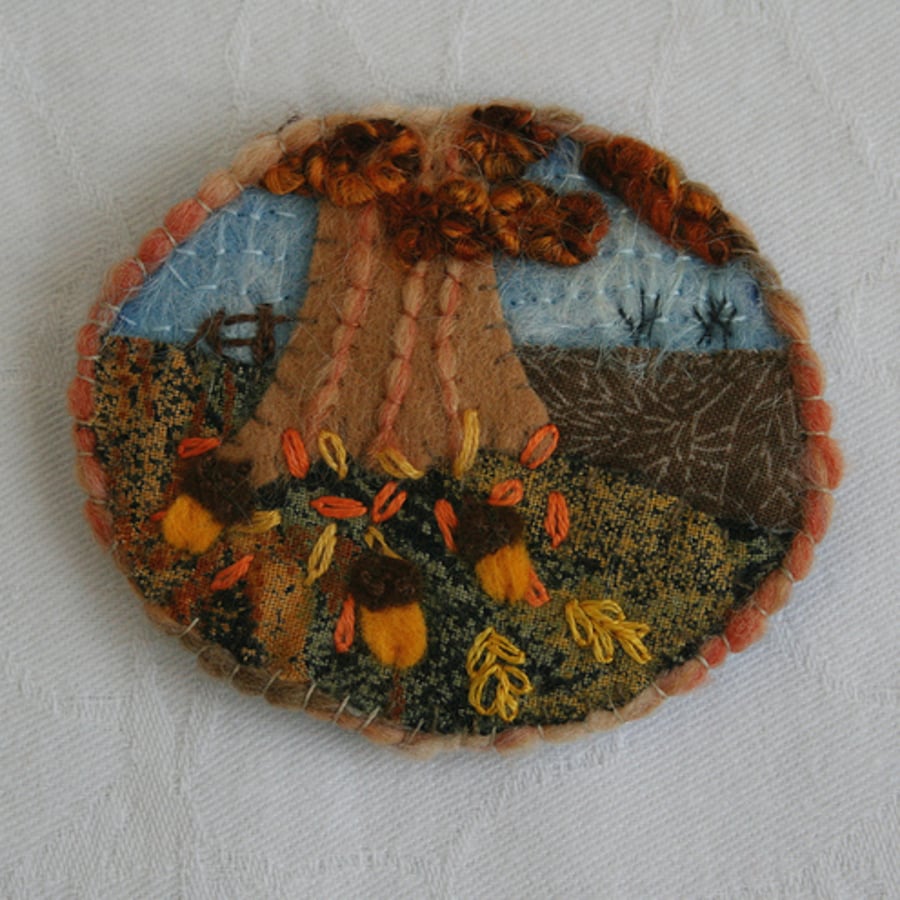 REDUCED Golden Acorns Autumn Brooch