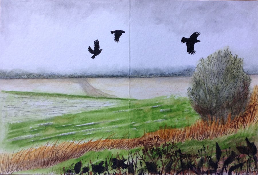 Seconds Sunday - Greetings card countryside painting