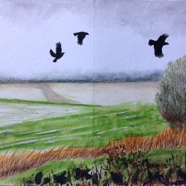 Seconds Sunday - Greetings card countryside painting