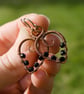 Copper Wire Wrapped Pendant & Earrings Set with Black Beads - Image 8