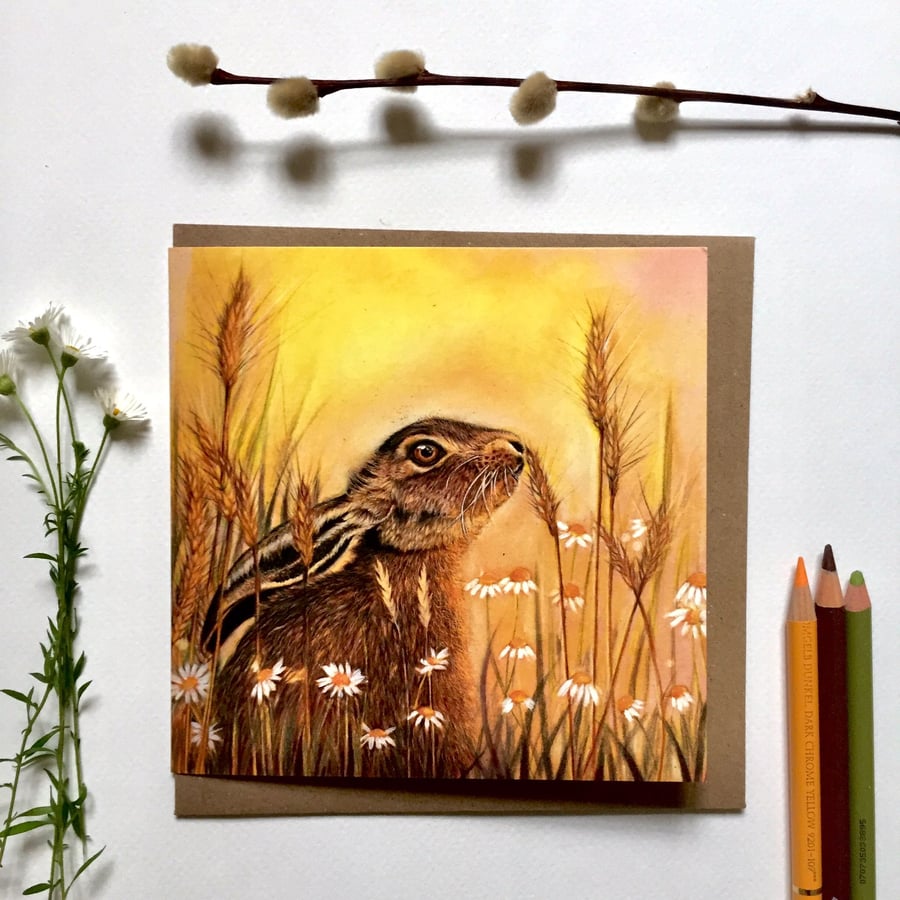 "Summer hare" Blank greeting card