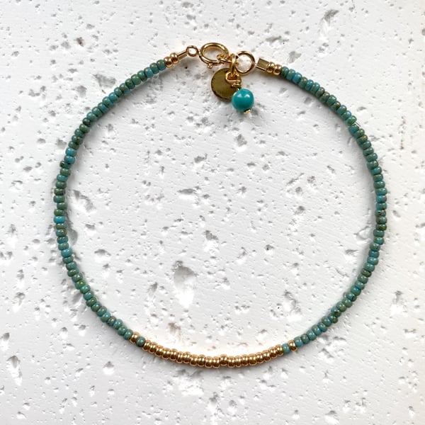Mira Miyuki Bracelet - Turquoise - Free Personalisation