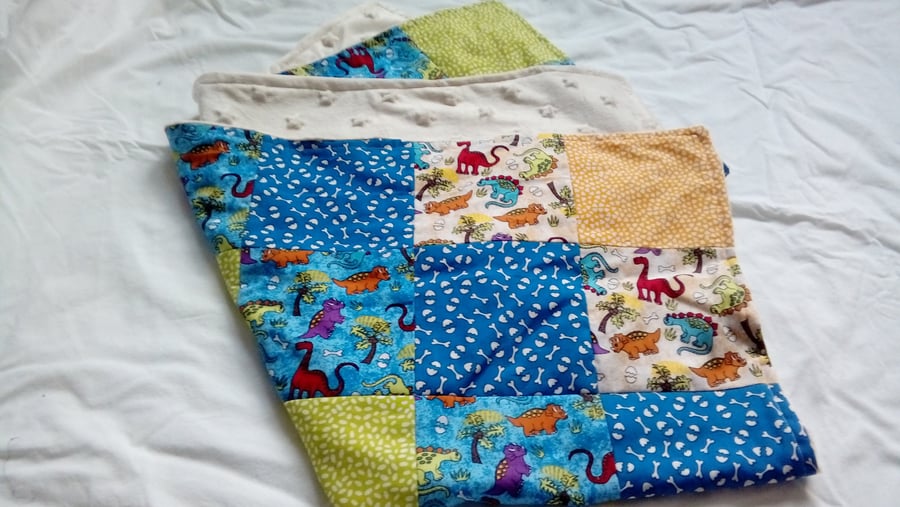 Dinosaur Patchwork Baby Cot Blanket