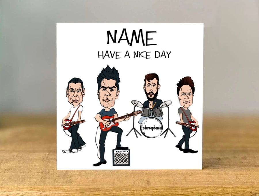 Personalised Music Fan Greeting Card, stereophonics Inspired, mum, dad, grandad,