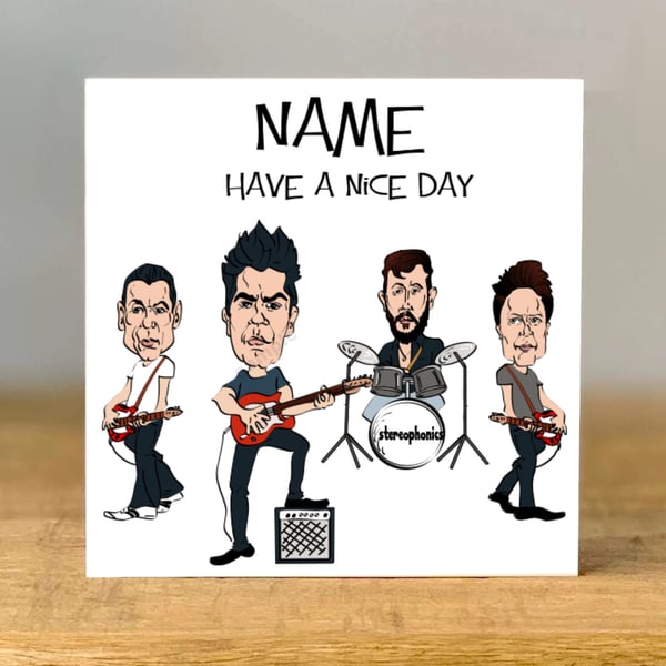 Personalised Music Fan Greeting Card, stereophonics Inspired, mum, dad, grandad,