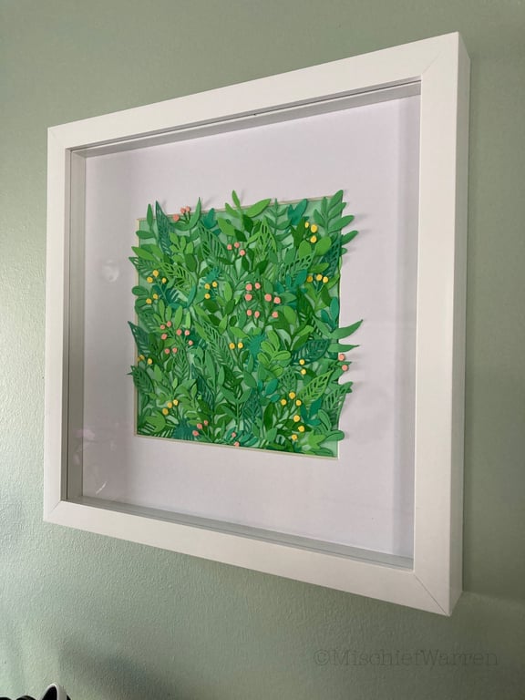 Framed Botanical Wall Art "Spring" - Everlasting Plant Leaf - Unique Paper Art