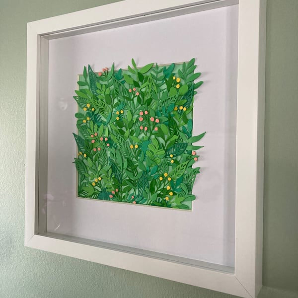 Framed Botanical Wall Art "Spring" - Everlasting Plant Leaf - Unique Paper Art