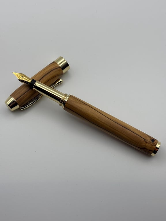Holy Land Fountain Pen - Hand Turned From Bethlehem Olive Wood