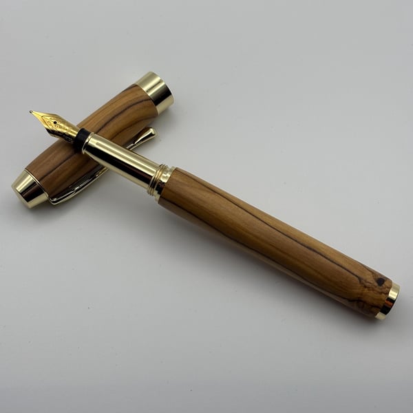 Holy Land Fountain Pen - Hand Turned From Bethlehem Olive Wood