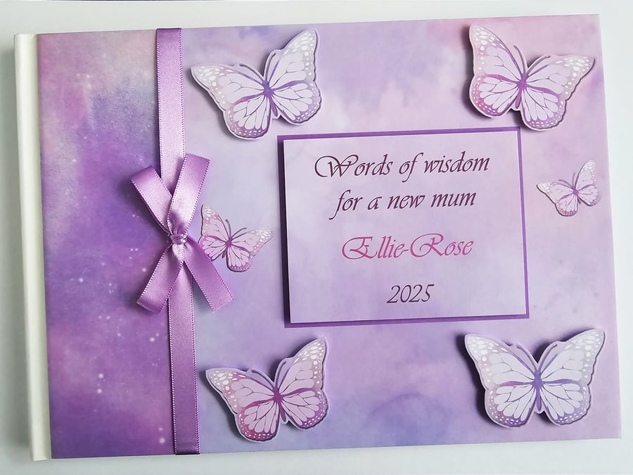 Butterfly birthday guest book, lilac butterflies guest book, butterfly party 