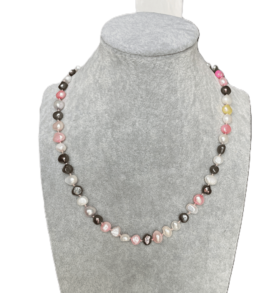 Freshwater Baroque Pearl Multi-coloured Necklace.  Mothers day gift
