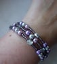MAUVE, PURPLE, GREY AND SILVER MEMORY WIRE BRACELET.  871 - Image 4