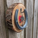 Rustic key hook, made from Exmoor Forest wood, and genuine horse shoe.