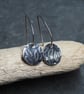Sterling silver dangle earrings, leaf design, oxidised silver, handmade