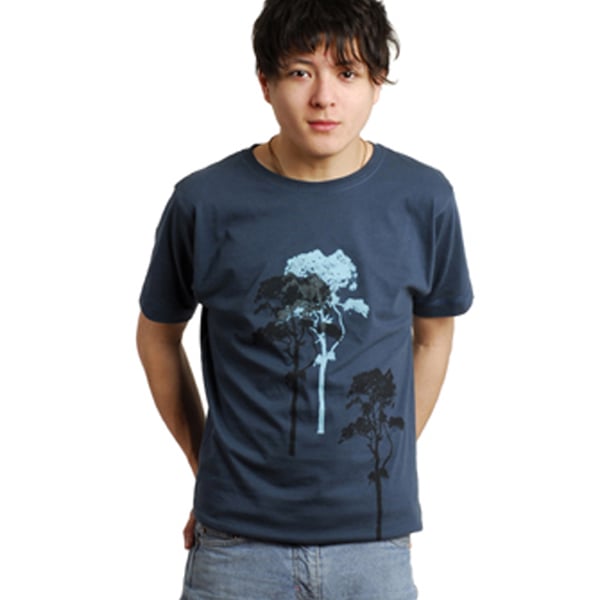3 Trees Mens Denim Blue Organic T shirt