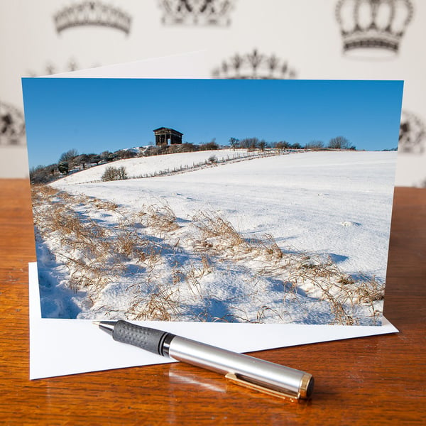 Penshaw Monument Snowfall, Greetings Card - Blank Inside - Birthday Card - Chris