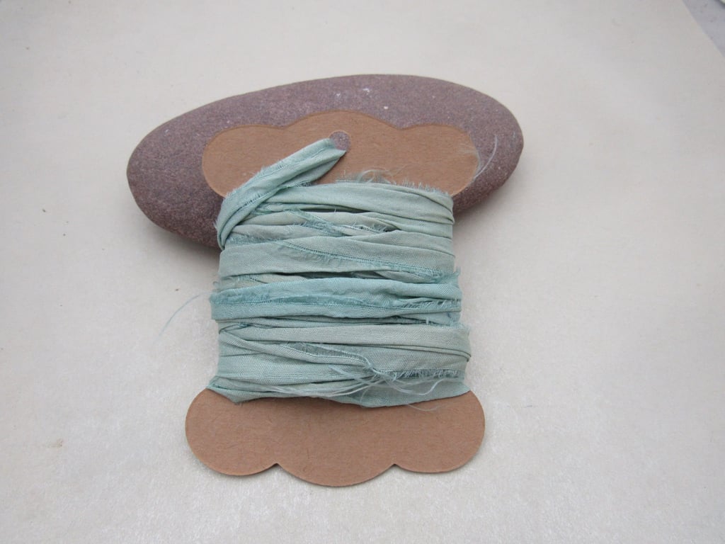 4m Pastel Indigo Blue Hand Dyed Natural Dye Sari Silk Ribbon