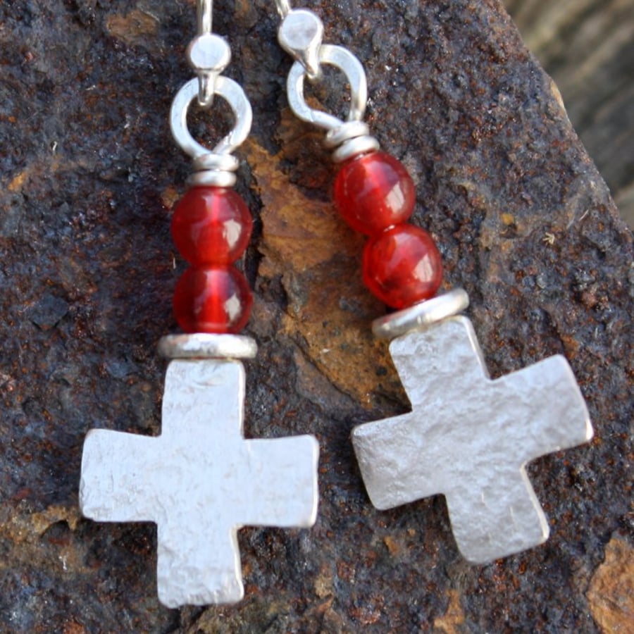 silver cross earrings