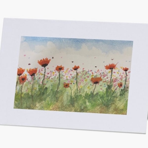Wildflower Meadow Watercolour Printed Greeting Cards Notelets