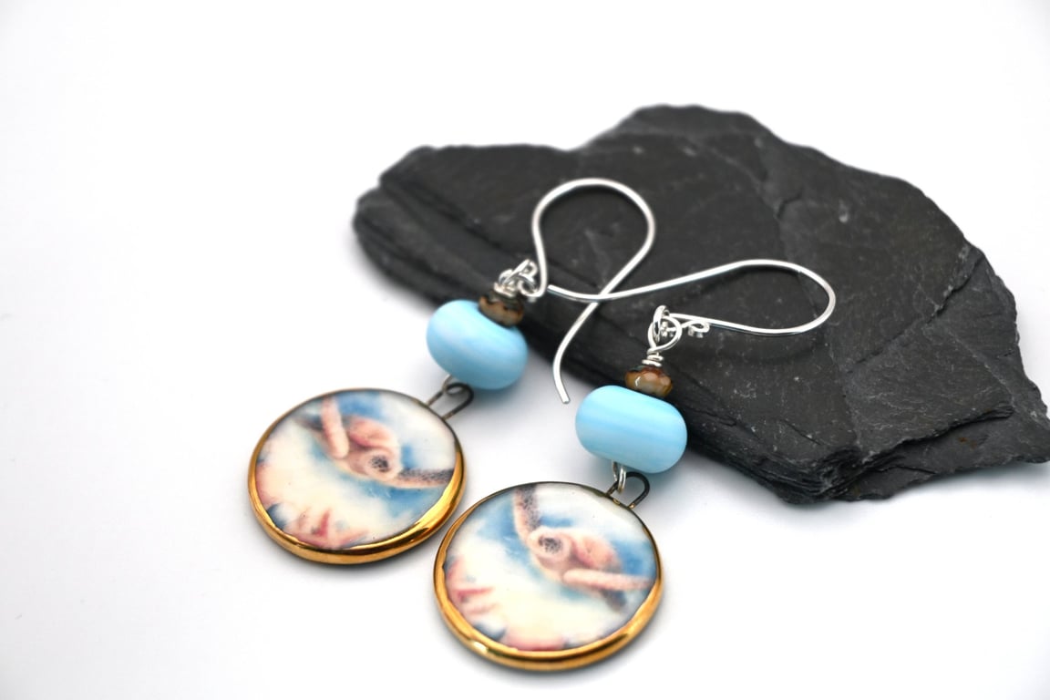 sea turtle ceramic earrings