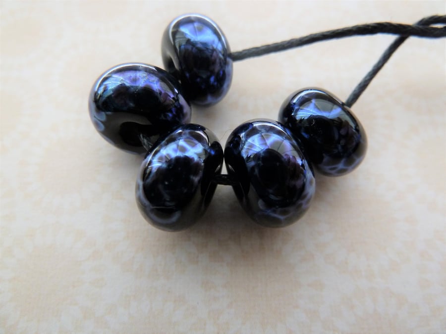black and silver firt lampwork glass beads