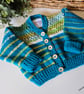  Designer Hand Knitted Merino Wool Baby Cardigan 3-6 months size - Image 5