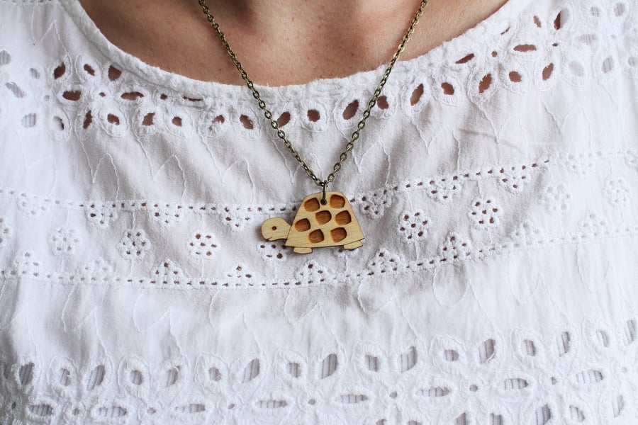Wooden Turtle Necklace