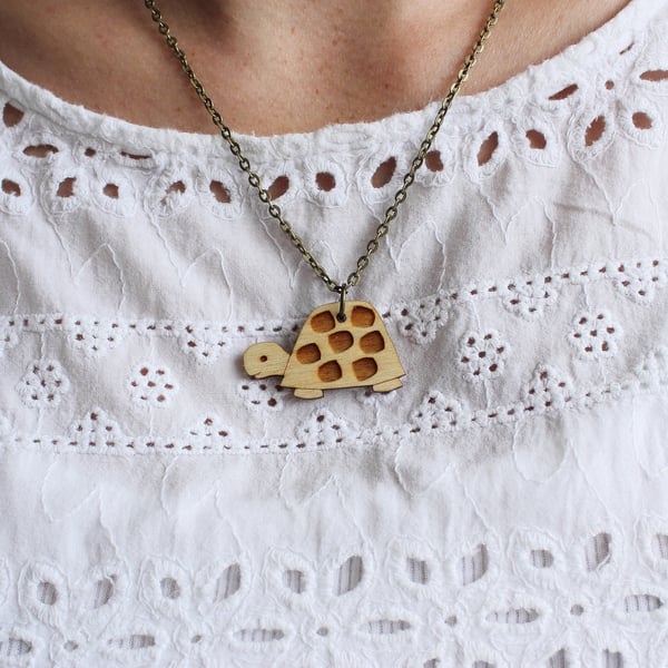 Wooden Turtle Necklace