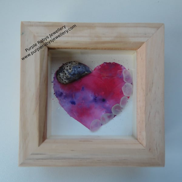 Heart of Cornwall Red & Purple Tie-Dye Sea Glass Picture P169