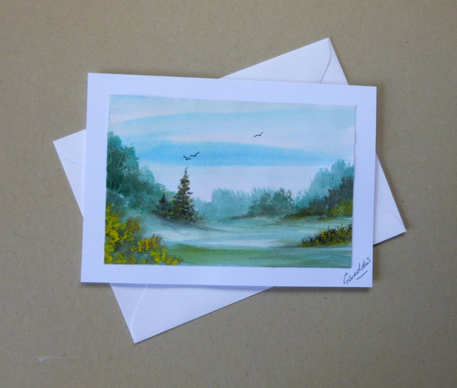 original painting watercolour landscape greetings card ( ref FA216 A4 )
