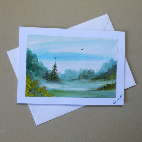original painting watercolour landscape greetings card ( ref FA216 A4 )