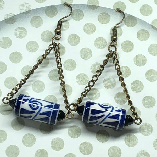 Delft blue porcelain earrings